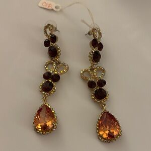 Elegant Gold and Brown Dangle Earrings
